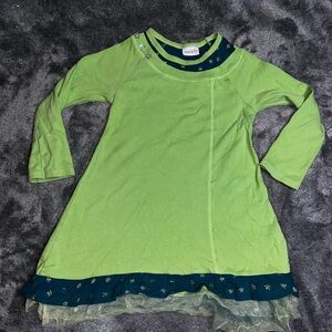 Naartjie Kids Girls Sz 7 Green Long Sleeve Tunic T-Shirt